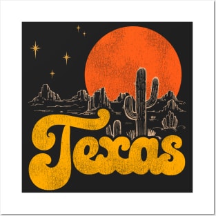 Vintage State of Texas Mid Century Distressed Aesthetic Posters and Art